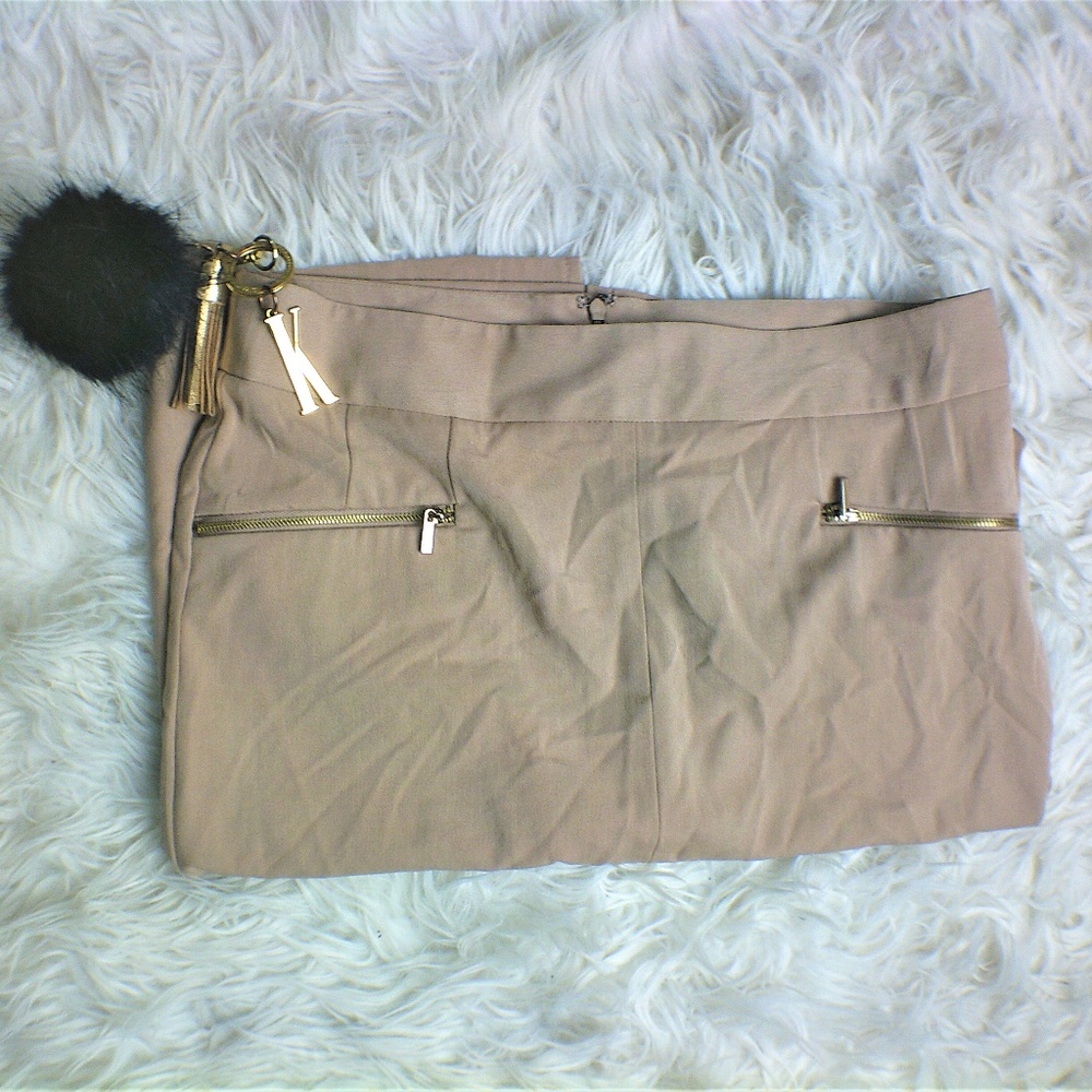 Tan straight cut Skirt